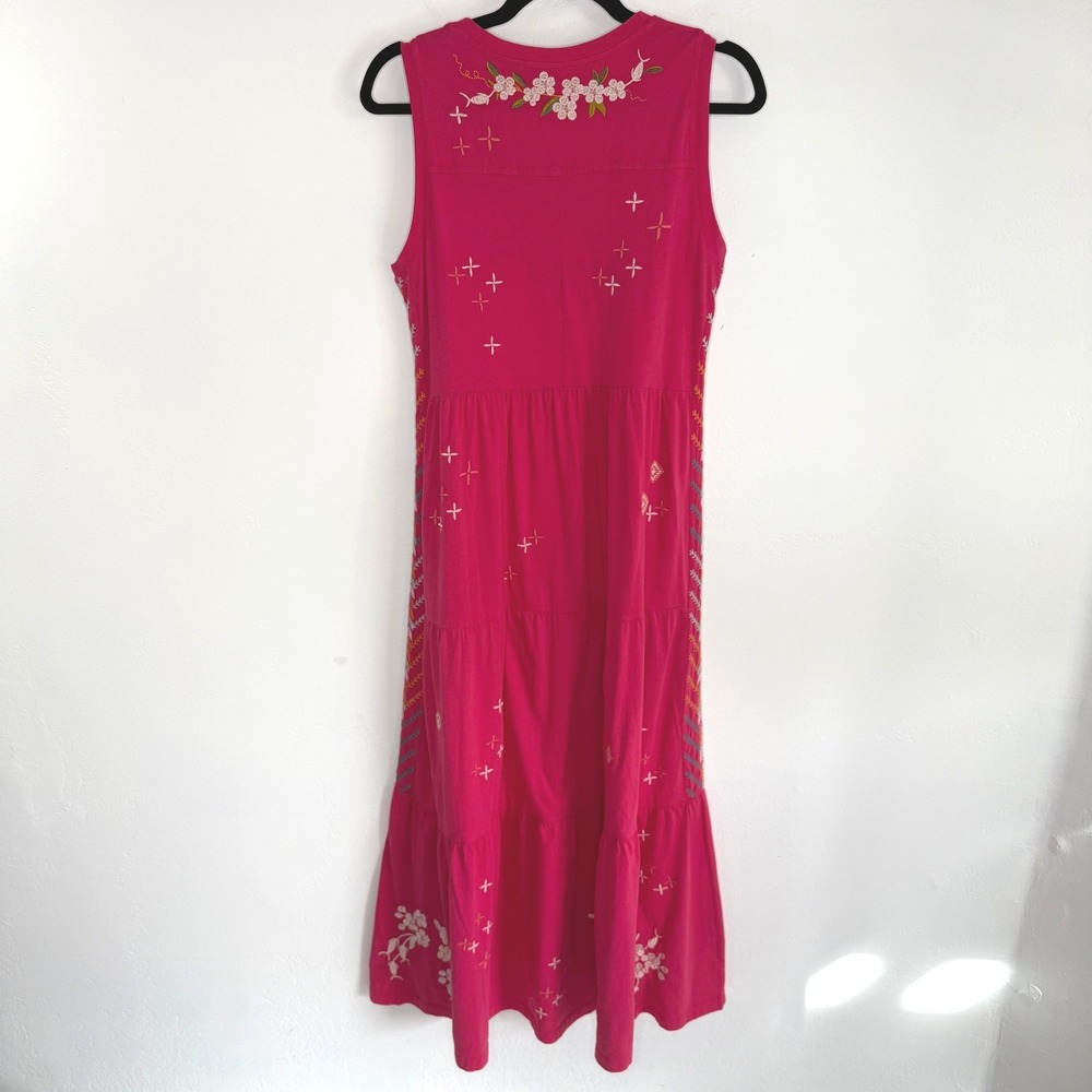 Johnny Was‎ Ceretti Tiered Maxi Dress Pink Tiered Small Boho Artisan Resort Folk - Picture 3 of 13
